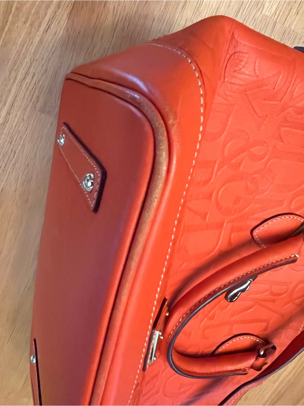 Dooney & Bourke Bright Orange Embossed Logo Satchel - Picture 15 of 15
